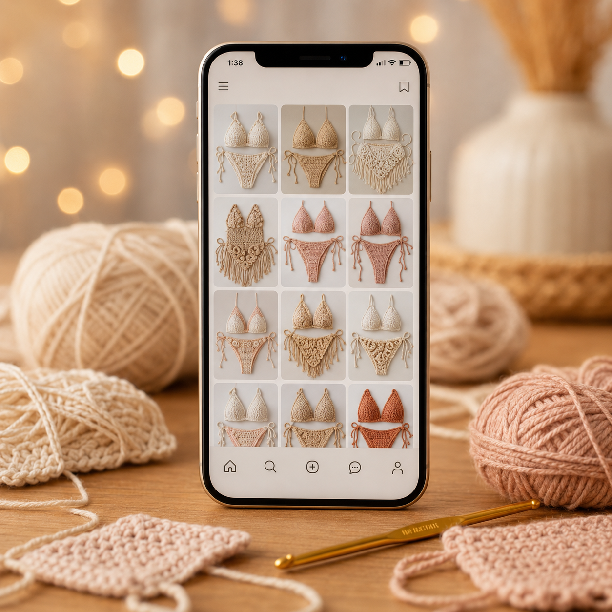 Crochet bikini pattern library on phone
